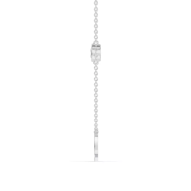 14K White Gold Bezel Lab Diamond Gold Initial Necklace - Q