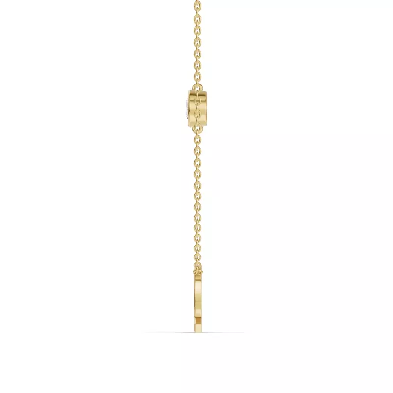 14K Yellow Gold Bezel Lab Diamond Gold Initial Necklace - Q