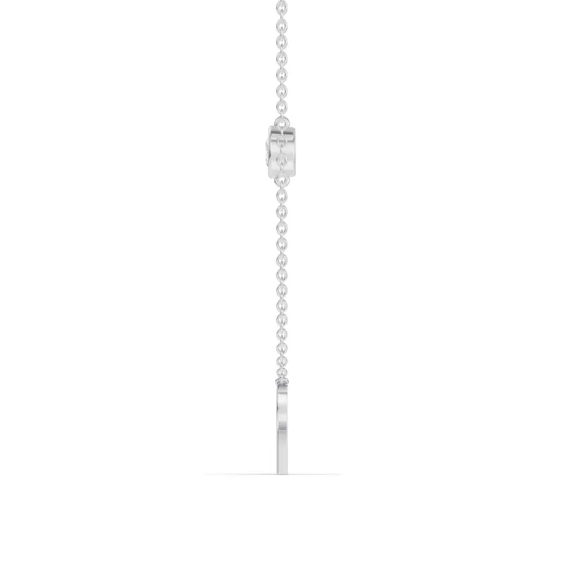 14K White Gold Bezel Lab Diamond Gold Initial Necklace - R