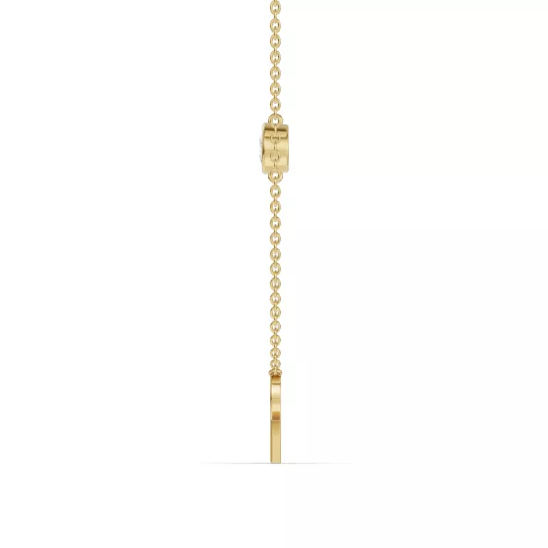 14K Yellow Gold Bezel Lab Diamond Gold Initial Necklace - R