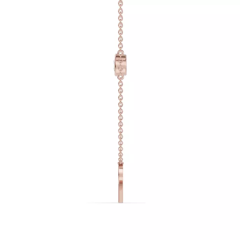 18K Rose Gold Bezel Lab Diamond Gold Initial Necklace - R