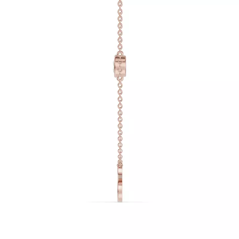 14K Rose Gold Bezel Lab Diamond Gold Initial Necklace - S