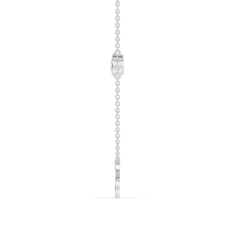 14K White Gold Bezel Lab Diamond Gold Initial Necklace - S