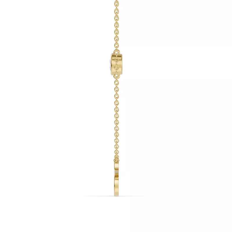 14K Yellow Gold Bezel Lab Diamond Gold Initial Necklace - S