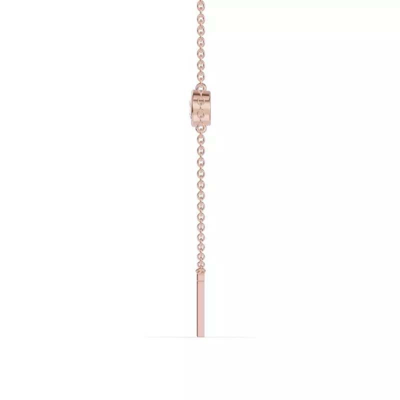 14K Rose Gold Bezel Lab Diamond Gold Initial Necklace - T