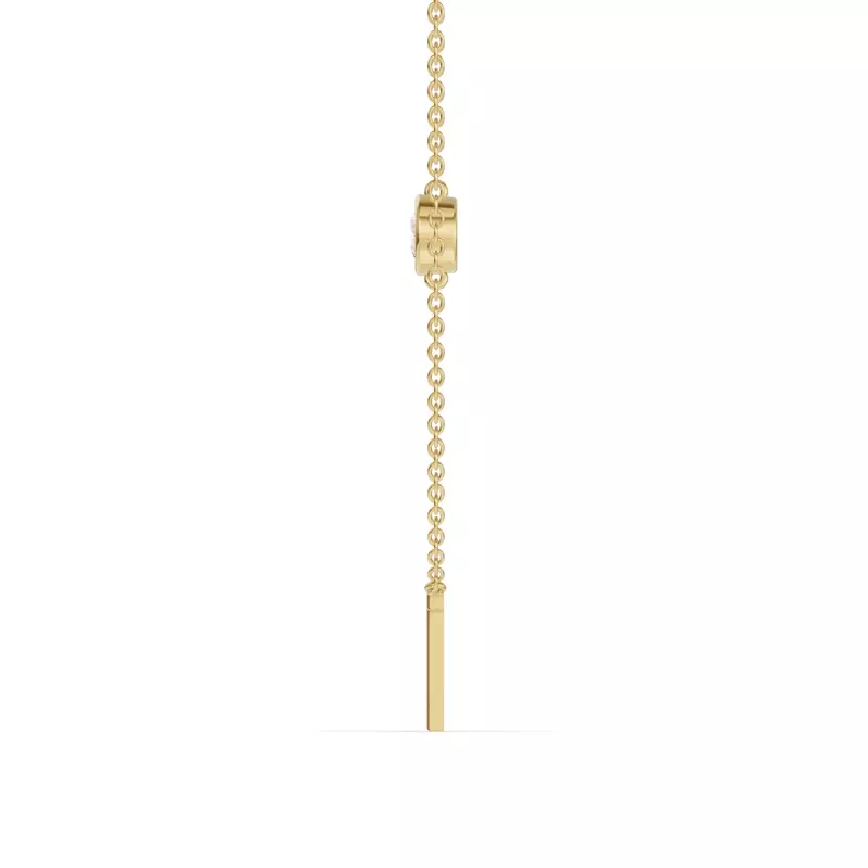 14K Yellow Gold Bezel Lab Diamond Gold Initial Necklace - T