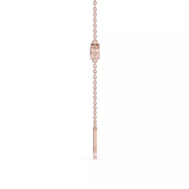 14K Rose Gold Bezel Diamond Gold Initial Necklace - U