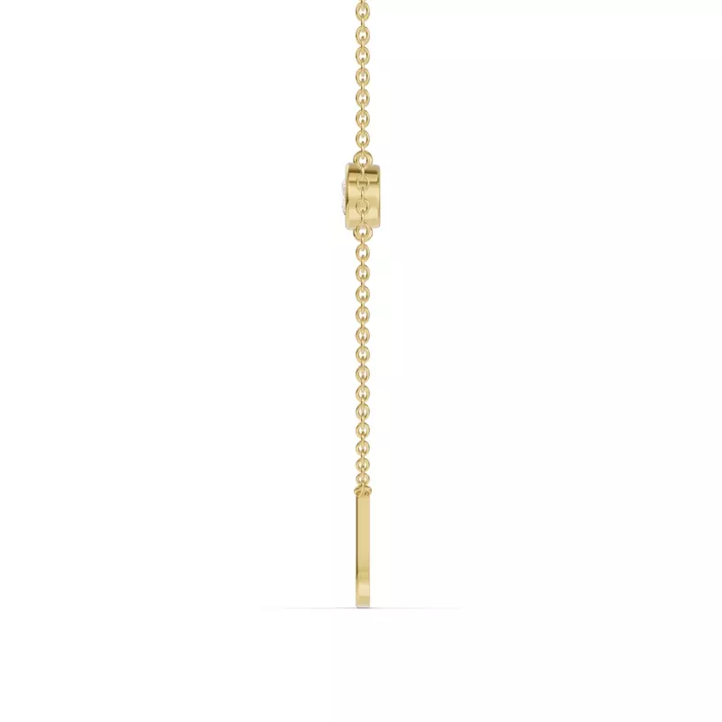 14K Yellow Gold Bezel Lab Diamond Gold Initial Necklace - U