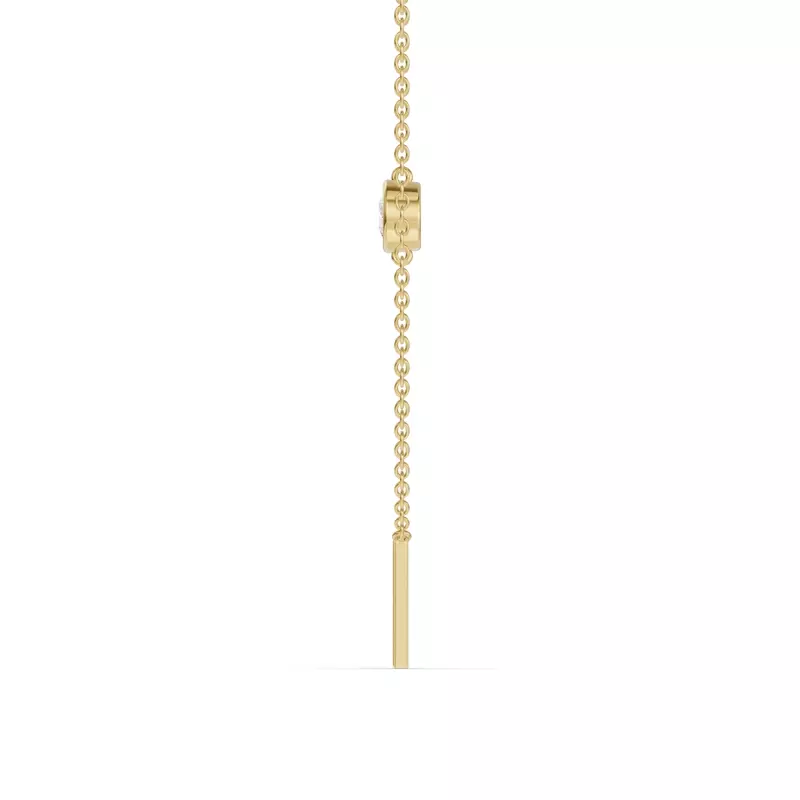 14K Yellow Gold Bezel Lab Diamond Gold Initial Necklace - V