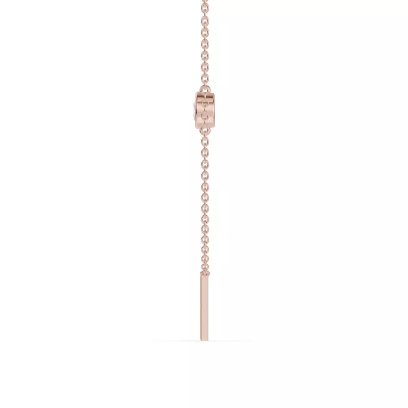 18K Rose Gold Bezel Lab Diamond Gold Initial Necklace - V