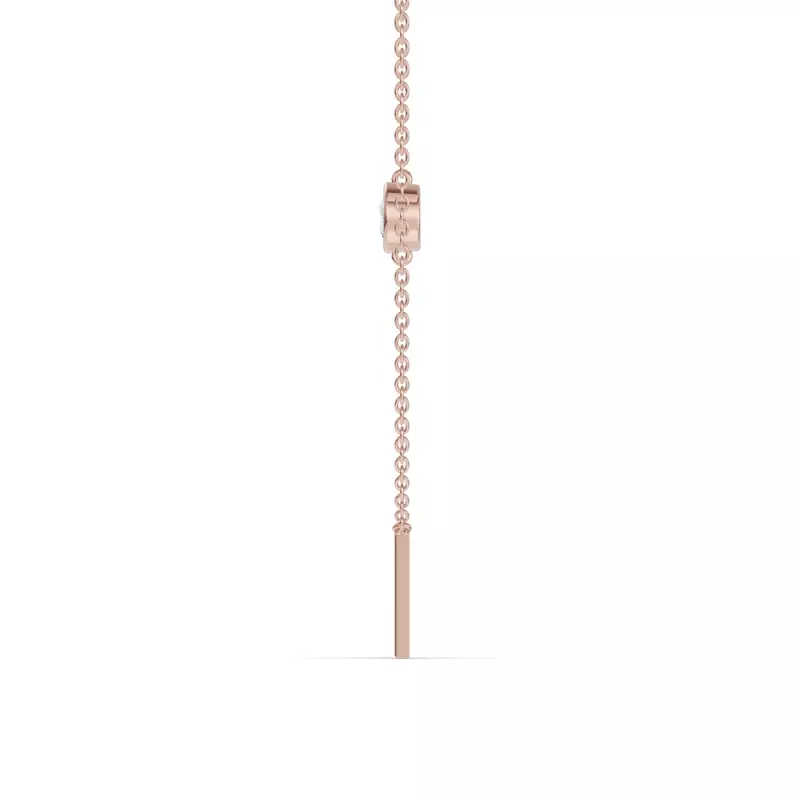 14K Rose Gold Bezel Lab Diamond Gold Initial Necklace - W