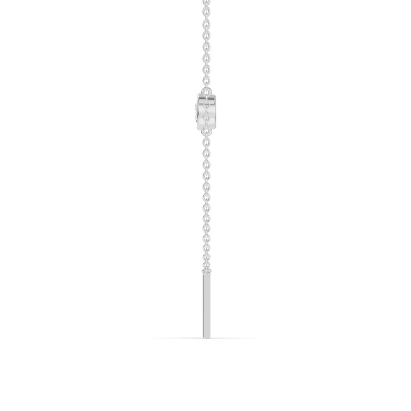 14K White Gold Bezel Diamond Gold Initial Necklace - W