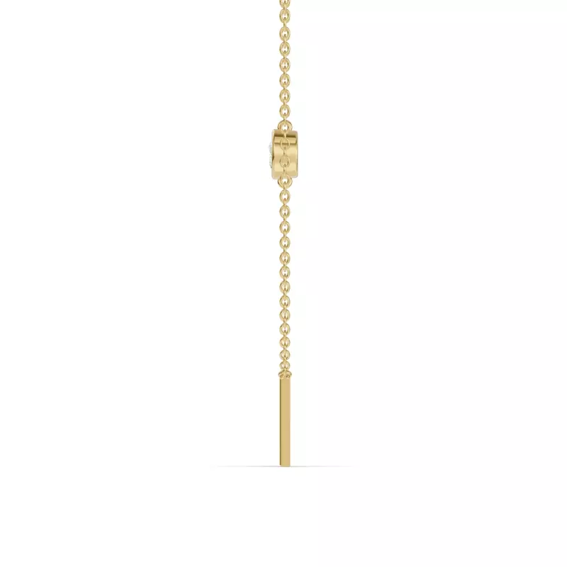 14K Yellow Gold Bezel Lab Diamond Gold Initial Necklace - W