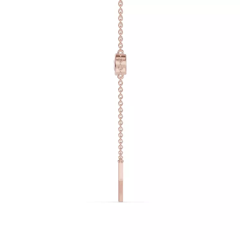 14K Rose Gold Bezel Lab Diamond Gold Initial Necklace - X