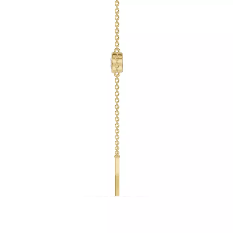 14K Yellow Gold Bezel Diamond Gold Initial Necklace - X