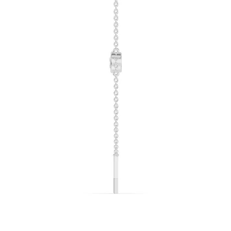 14K White Gold Bezel Diamond Gold Initial Necklace - Y