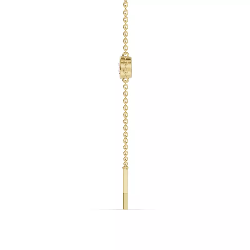 14K Yellow Gold Bezel Lab Diamond Gold Initial Necklace - Y
