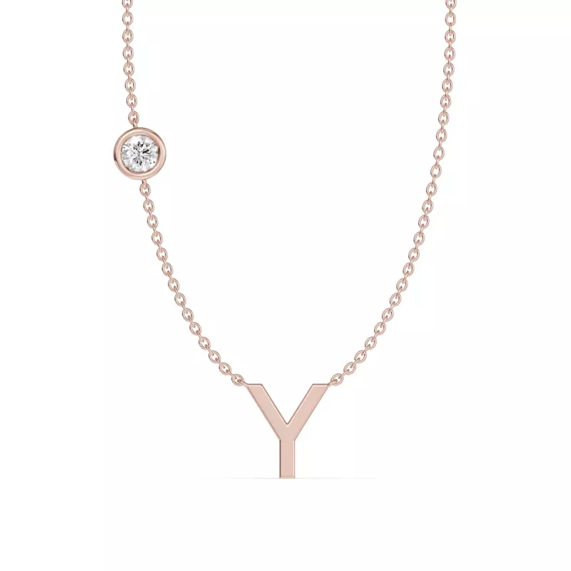 Bezel Lab Diamond Gold Initial Necklace - Y