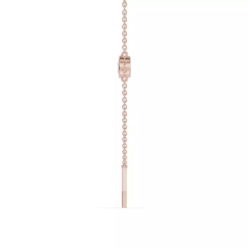 18K Rose Gold Bezel Lab Diamond Gold Initial Necklace - Y