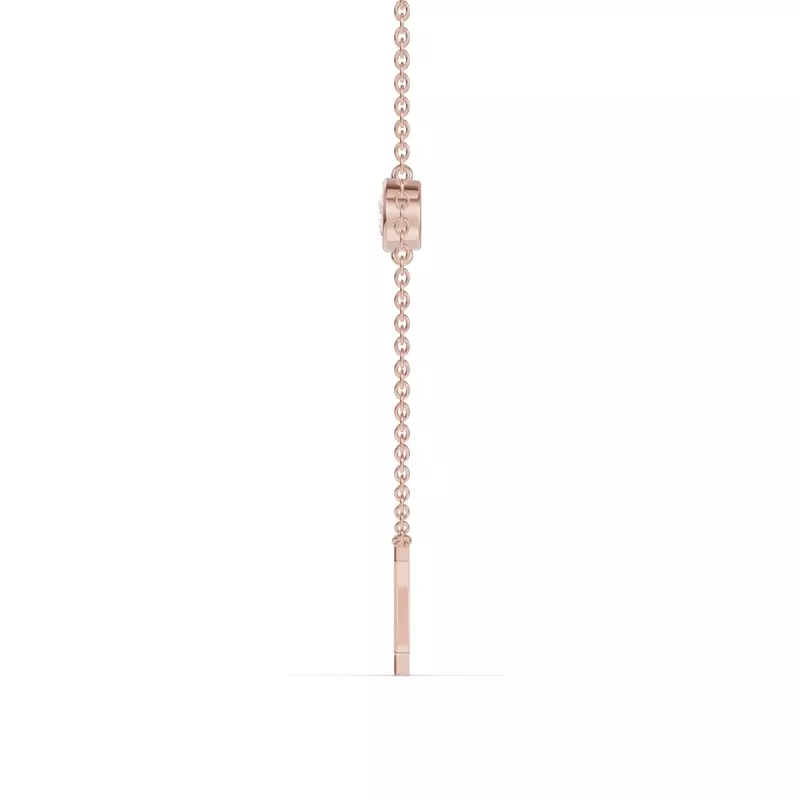 14K Rose Gold Bezel Lab Diamond Gold Initial Necklace - Z