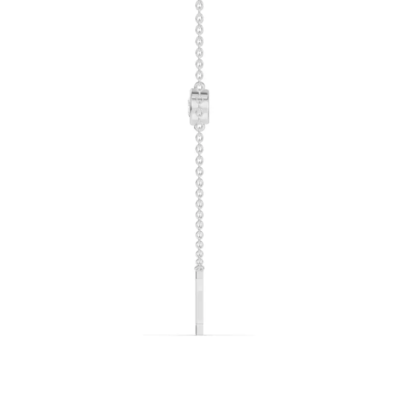 14K White Gold Bezel Diamond Gold Initial Necklace - Z