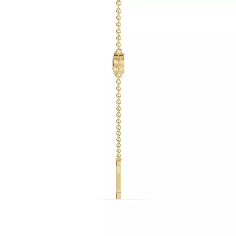 14K Yellow Gold Bezel Diamond Gold Initial Necklace - Z