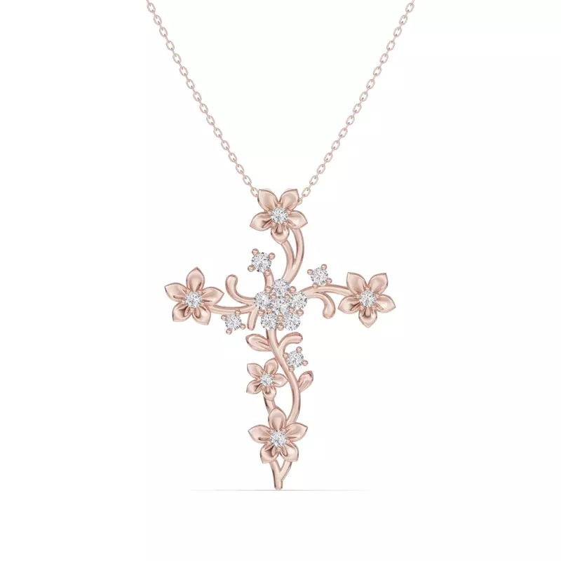 Blossom Cross Diamond Pendant