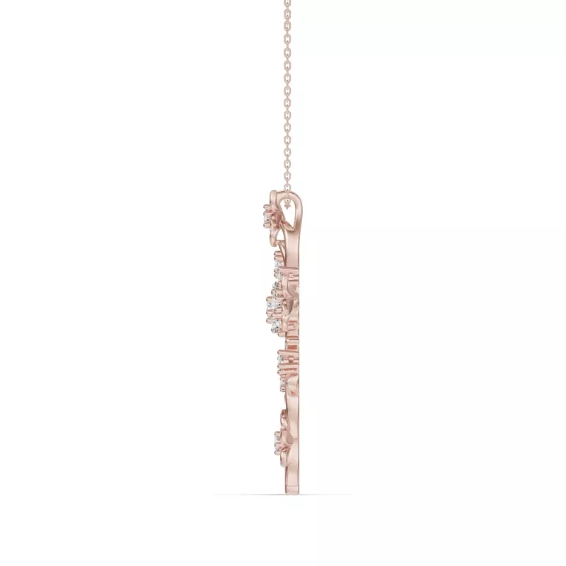 18K Rose Gold Blossom Cross Diamond Pendant