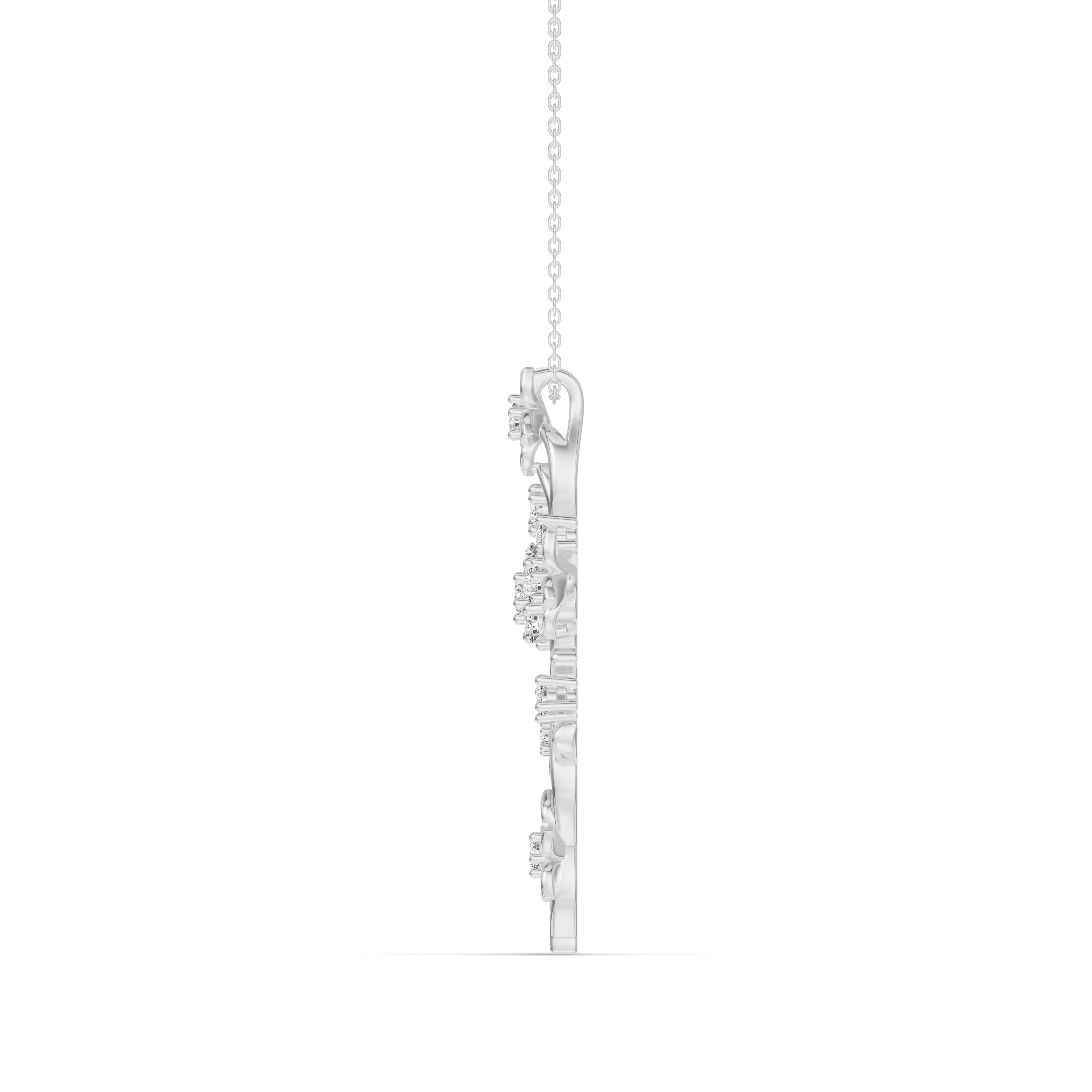 18K White Gold Blossom Cross Diamond Pendant