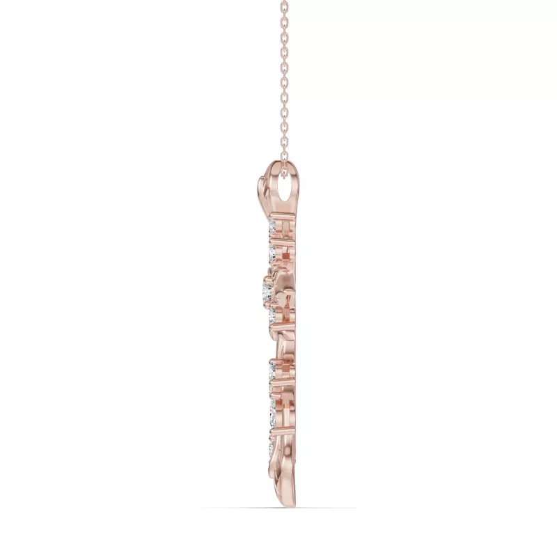 14K Rose Gold Flora Cross Lab Diamond Pendant