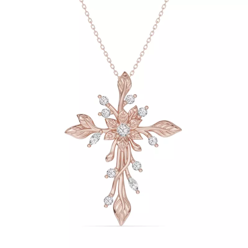 Flora Cross Diamond Pendant