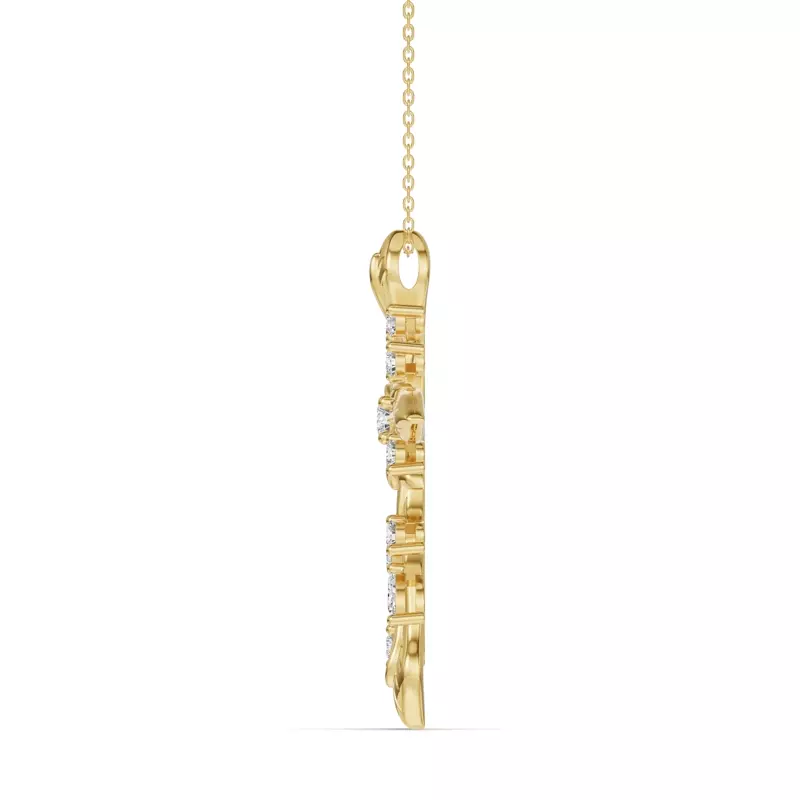 14K Yellow Gold Flora Cross Lab Diamond Pendant