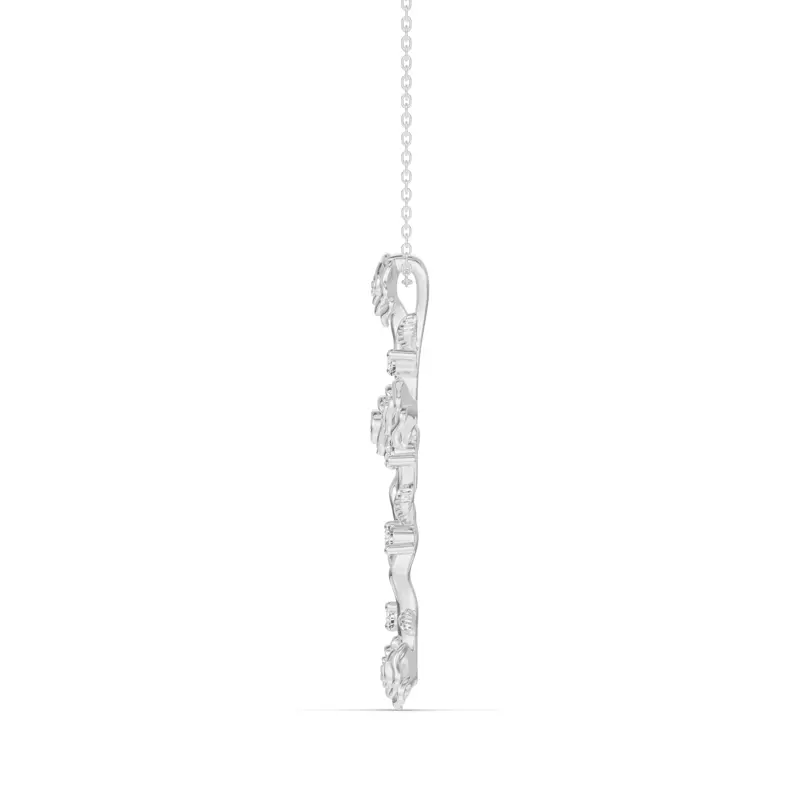 Platinum Garden Rose Cross Diamond Pendant