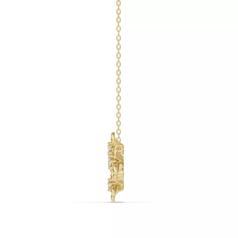 14K Yellow Gold Blossom Diamond Floral Necklace