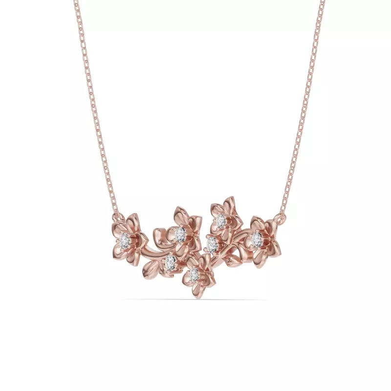 18K Rose Gold Blossom Lab Diamond Floral Necklace
