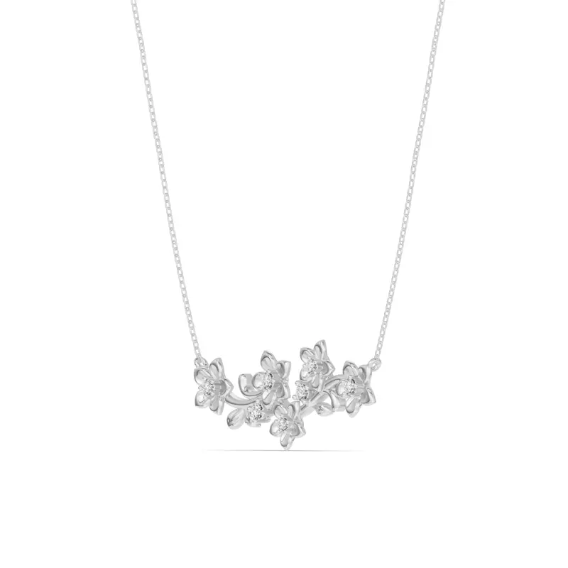 Platinum Blossom Lab Diamond Floral Necklace