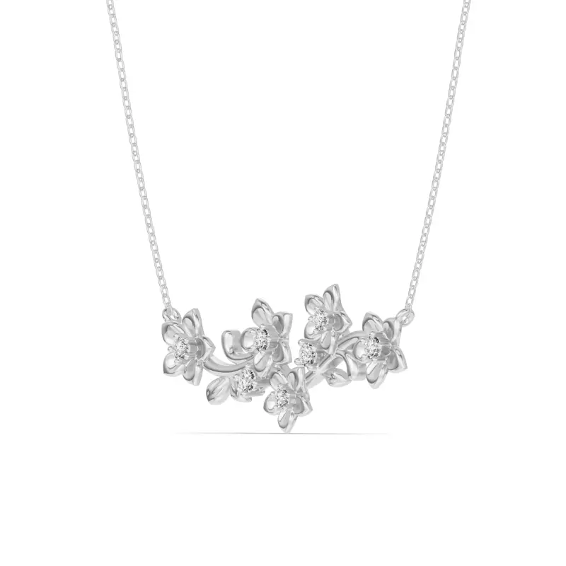 Platinum Blossom Lab Diamond Floral Necklace