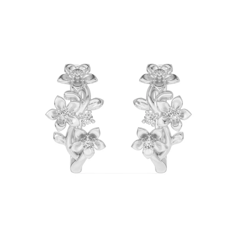 Blossom Diamond Floral Hoop Earrings