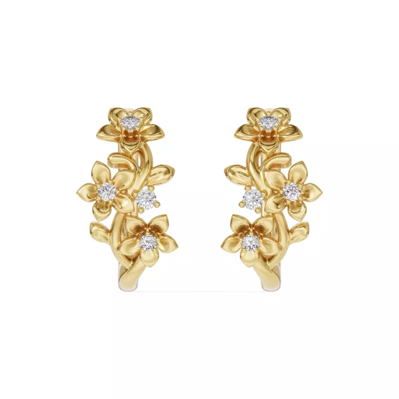 Blossom Diamond Floral Hoop Earrings