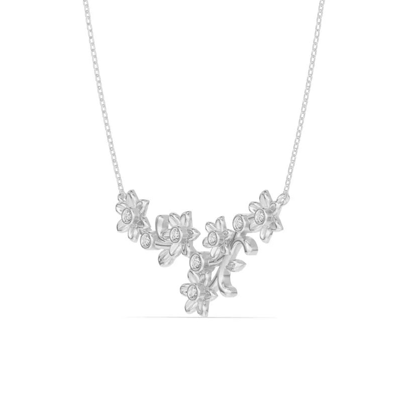 18K White Gold Vine Diamond Necklace