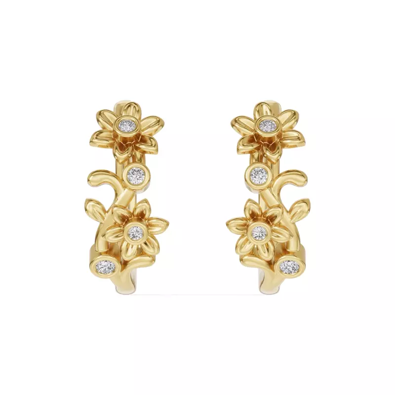 Vine Diamond Hoop Earrings