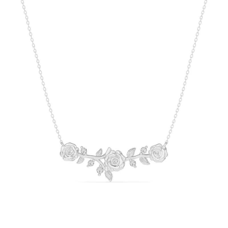 14K White Gold Rose Lab Diamond Necklace