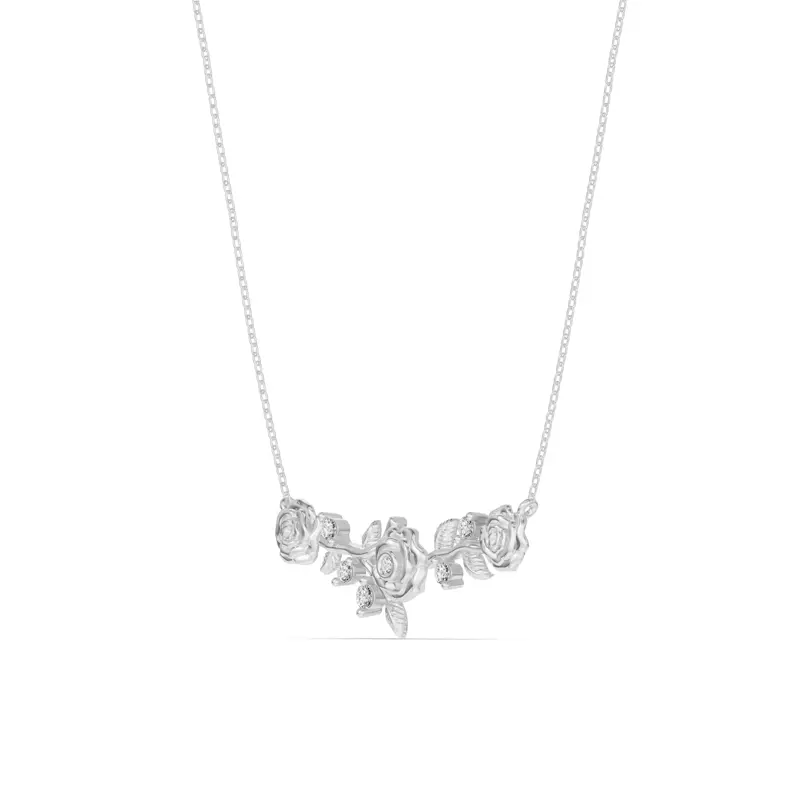 14K White Gold Rose Lab Diamond Necklace