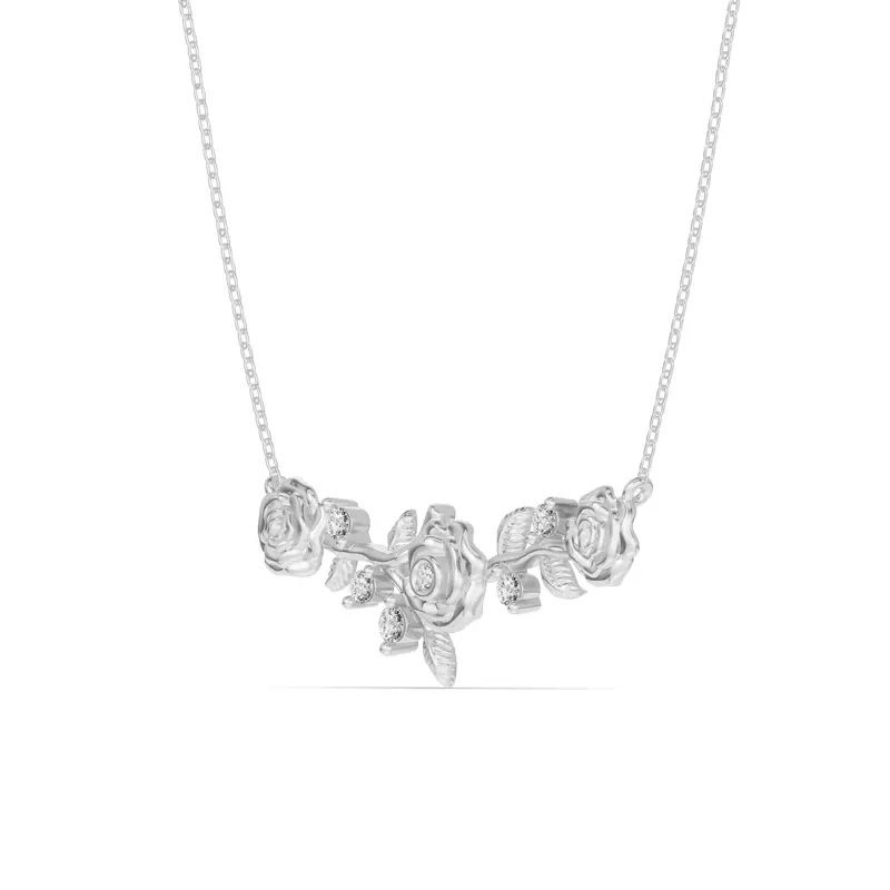 14K White Gold Rose Lab Diamond Necklace