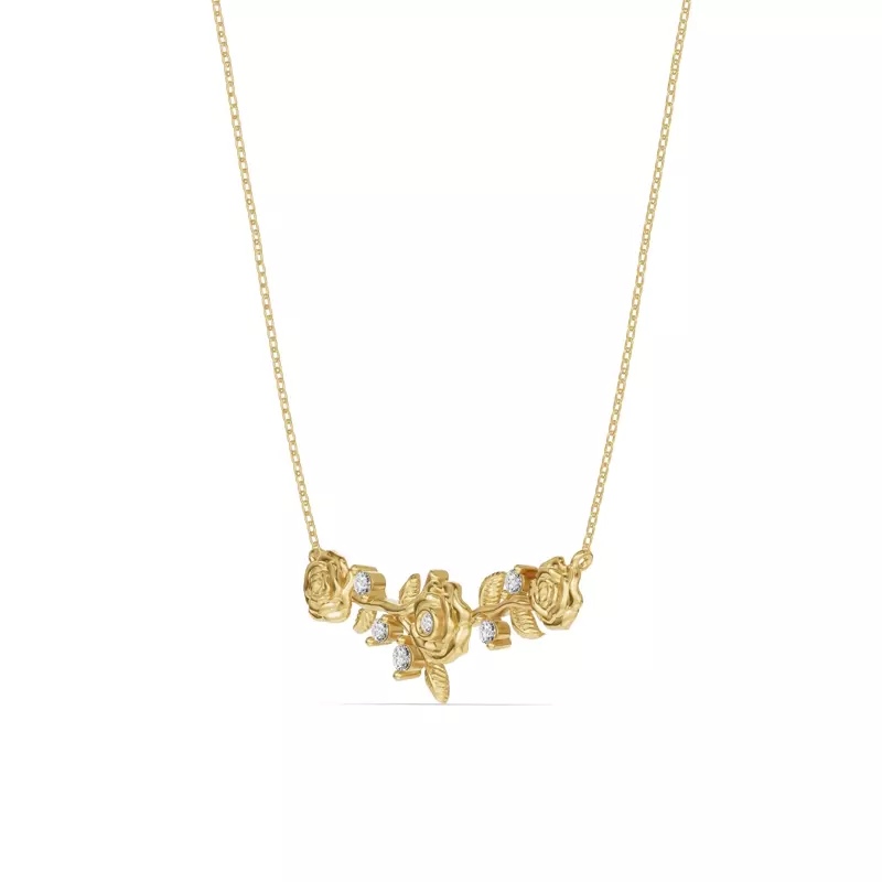 14K Yellow Gold Rose Lab Diamond Necklace
