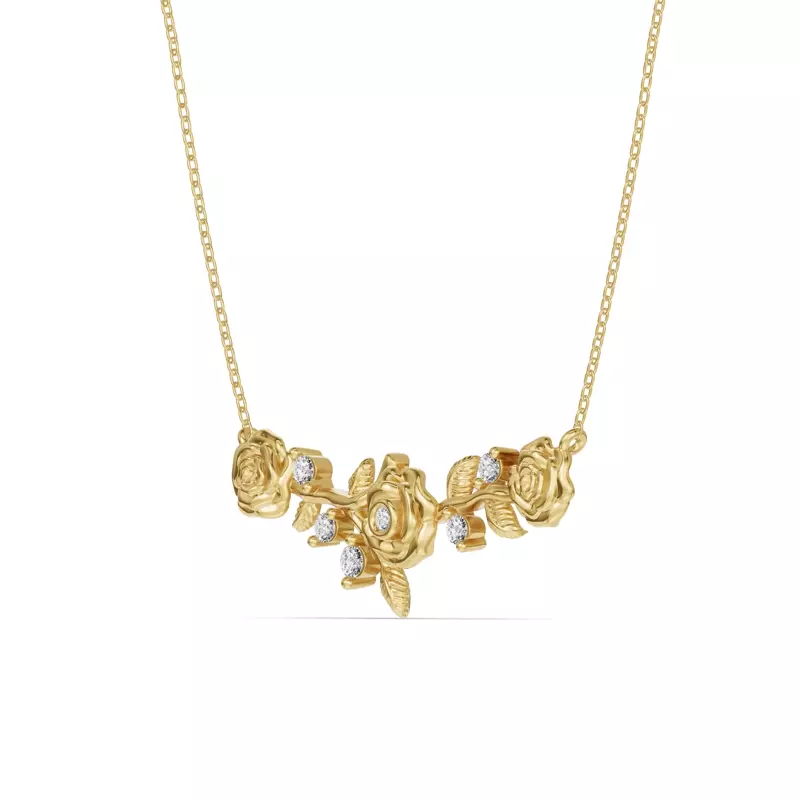 14K Yellow Gold Rose Lab Diamond Necklace