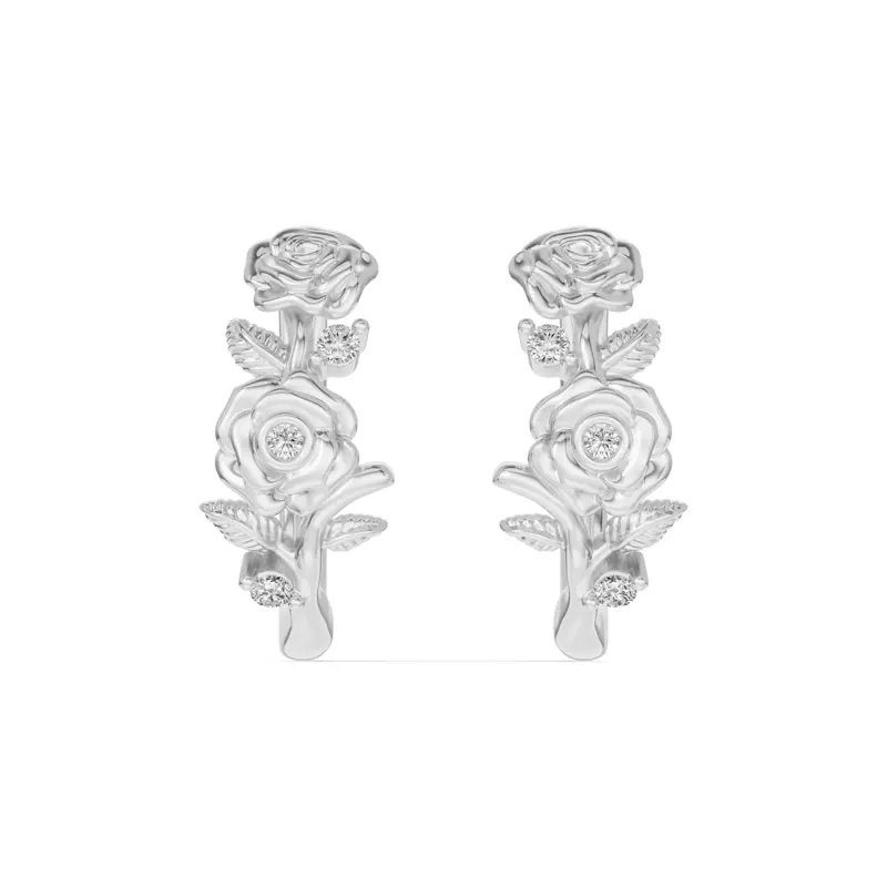 Rose Diamond Hoop Earrings