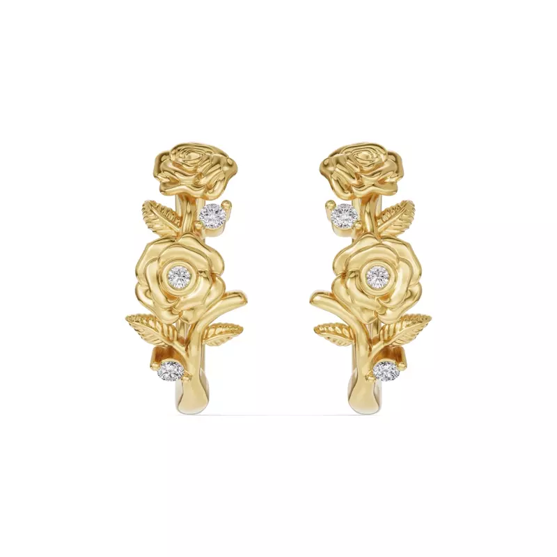 Rose Diamond Hoop Earrings