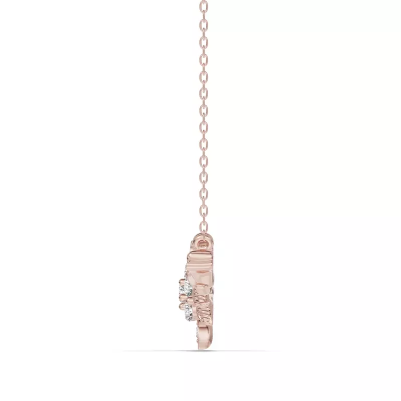 14K Rose Gold Rose Bud Lab Diamond Necklace