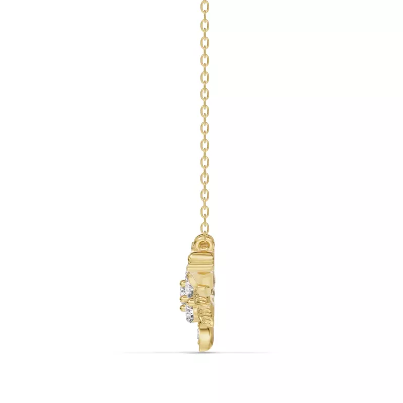 14K Yellow Gold Rose Bud Diamond Necklace